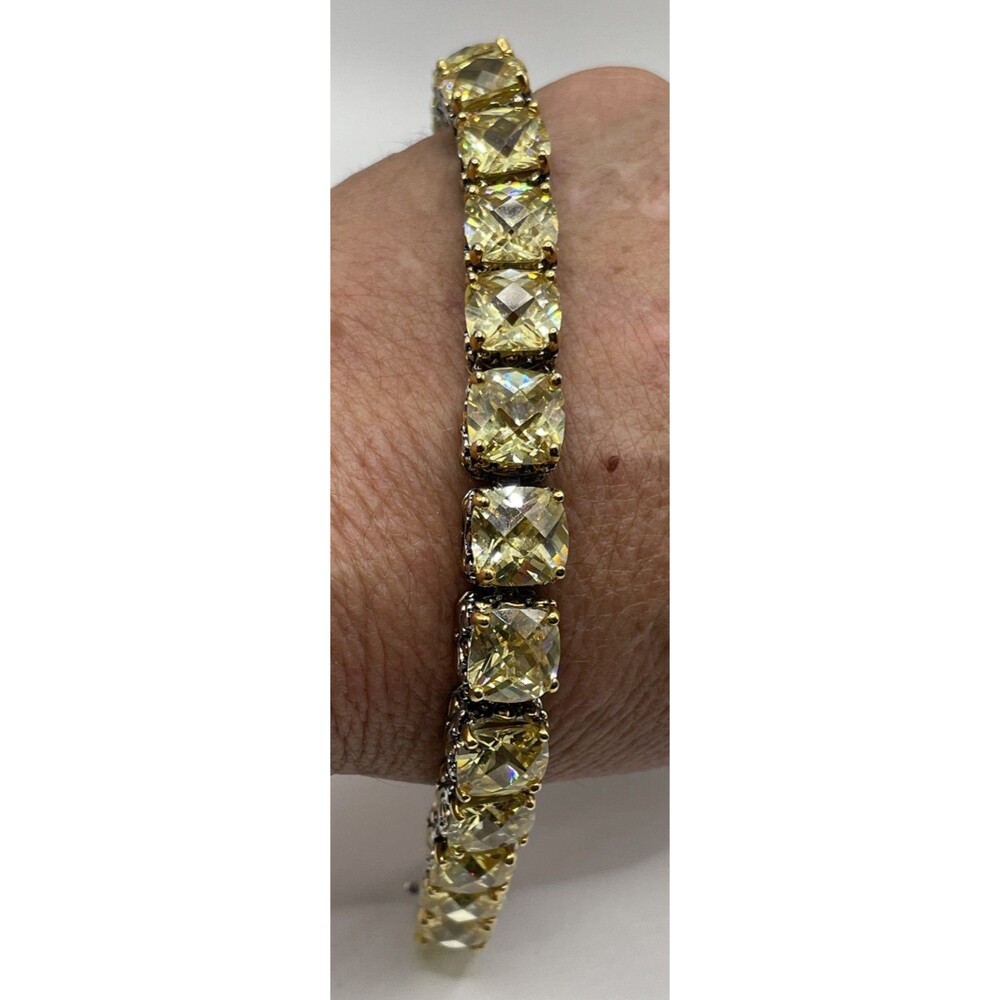Park Lane Signature Bracelet 7.5” Gold Silver Two Tone CZ Golden Topaz NOTE WEAR - Picture 5 of 16